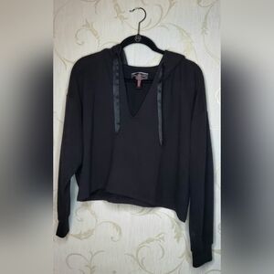 Victorias Secret Black Cropped Hoodie Sweater